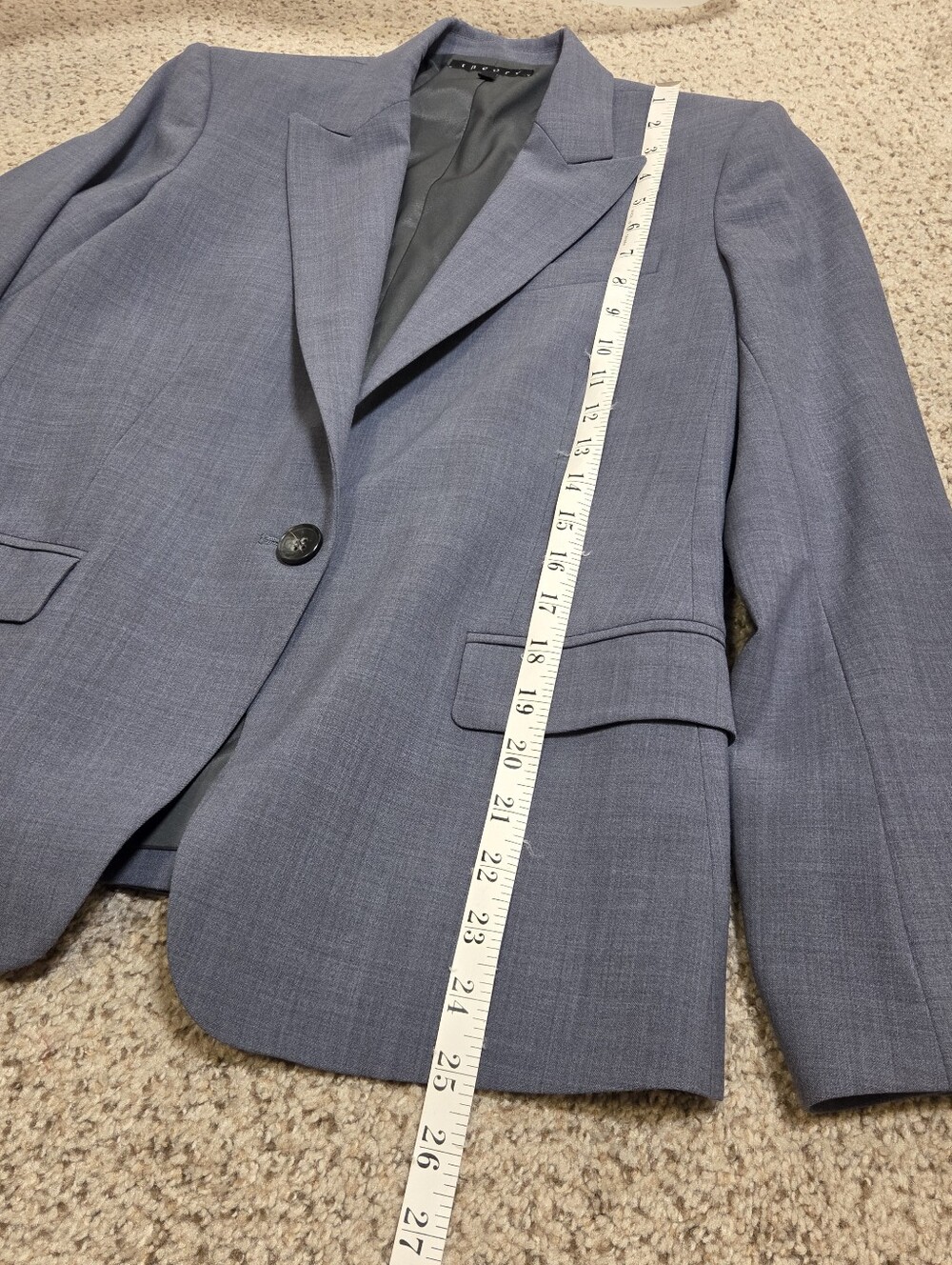 Theory Gabe B 2 Urban Blazer Jacket Women's 8 Blue Wool Notched Lapel 1 Button - Picture 9 of 12